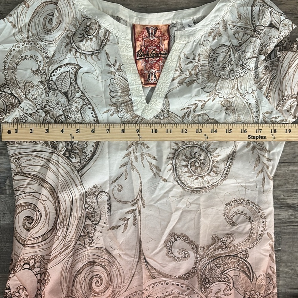 Robert Graham Floral Embroidered Ombre 💯 Cotton Tunic Small - Picture 2 of 7
